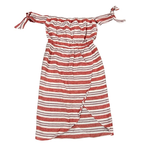 Lovers + Friends Boho Festival Mara Midi Off The Shoulder Berry Stripe Dress - Picture 5 of 12
